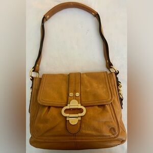 Leather Shoulder Bag in Cognac Brown